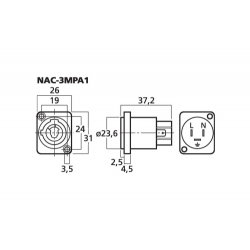 NAC-3MPA1, Gniazdo montażowe powercon